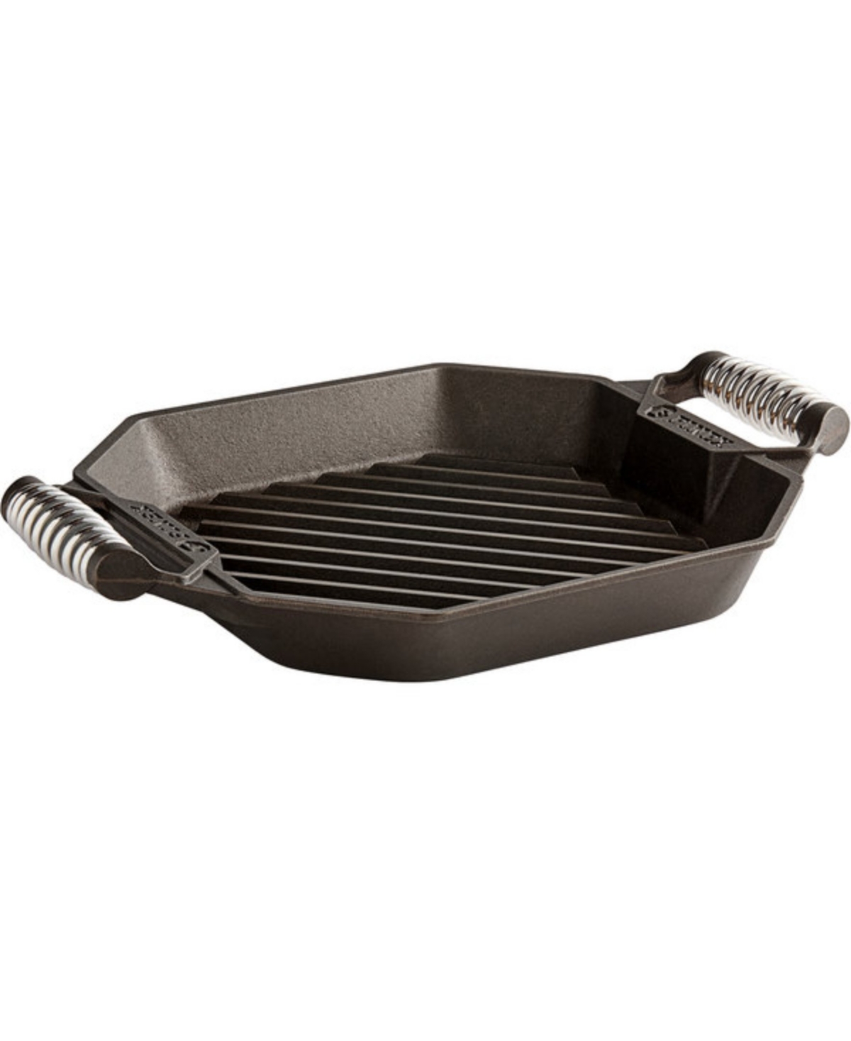 Shop Lodge Cast Iron Finex 12" Double Handle Grill Pan Cookware In Black