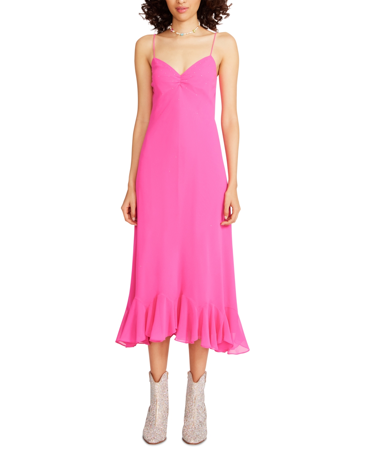 Betsey Johnson Women's Glimmer Ruffled-Hem Midi Dress
