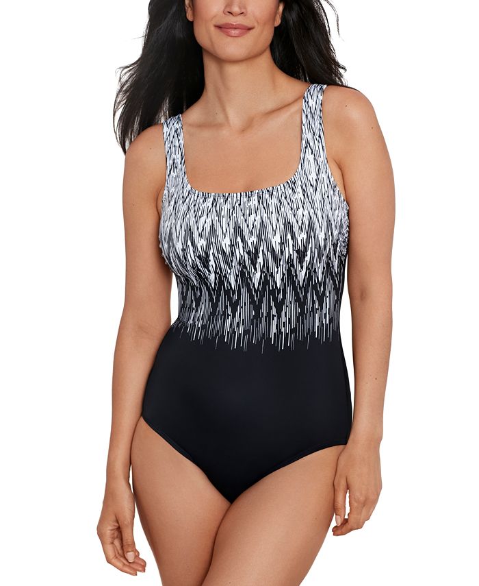 Swim Solutions. Solid V-Neck Swimdress (16, Black) at  Women's  Clothing store