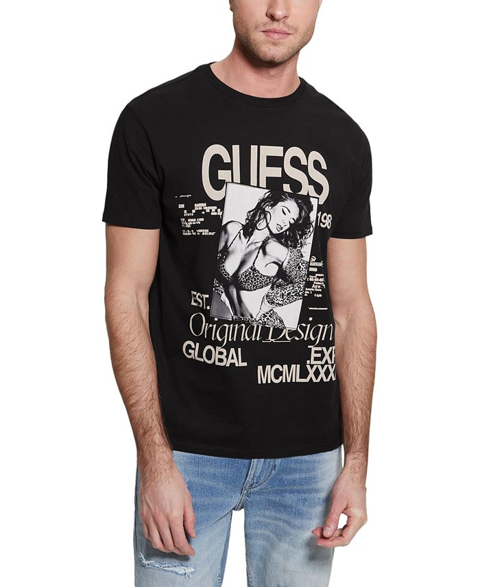 GUESS Men's Poster Girl Collage Short-Sleeve Crewneck T-Shirt - Macy's