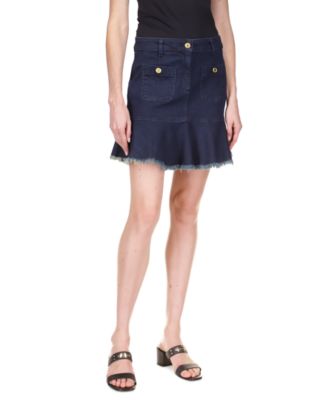 Michael Kors - Women's Flounce Raw-Hem Denim Skirt
