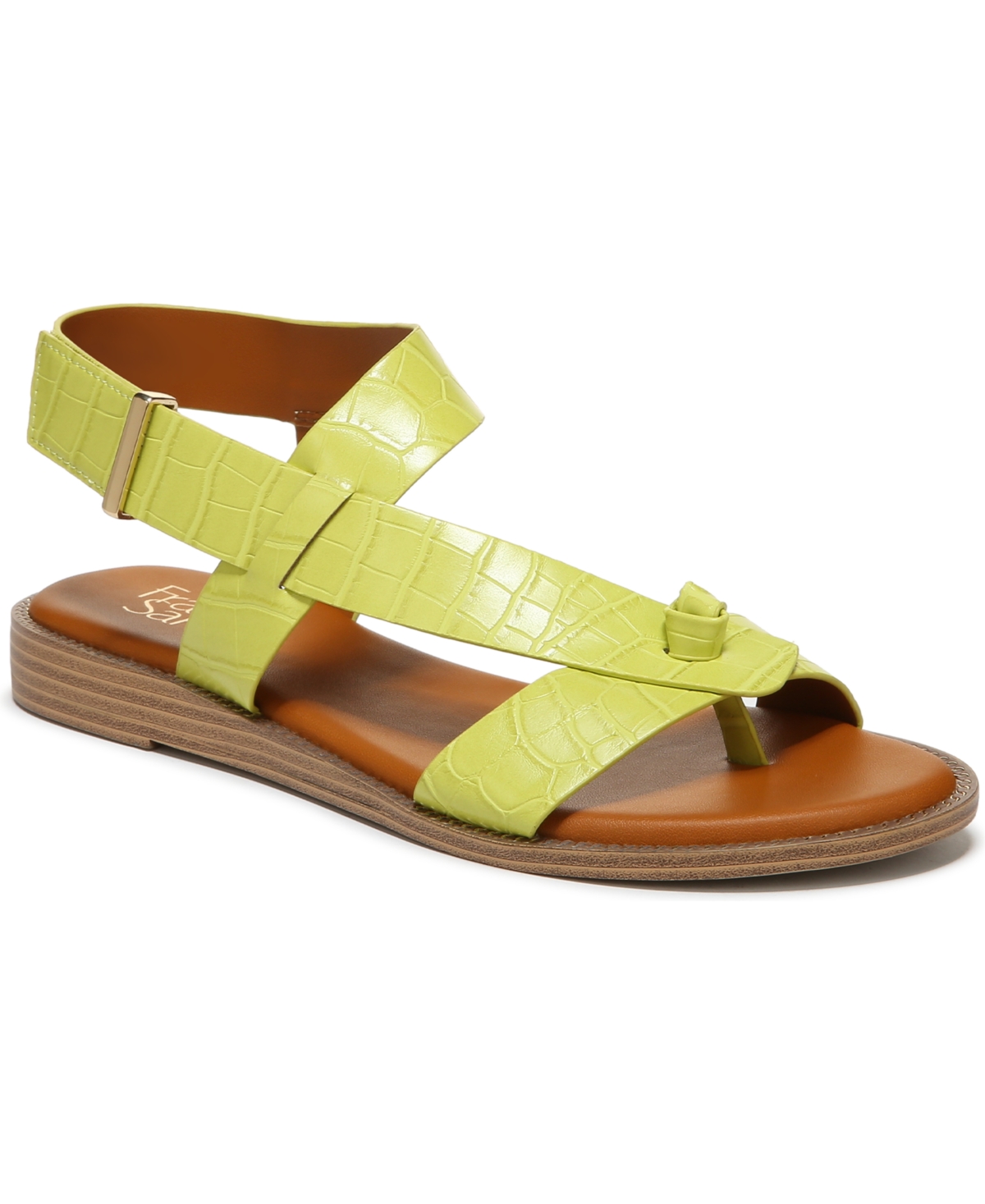 Franco Sarto Glenni Sandals In Green Crocco Faux Leather