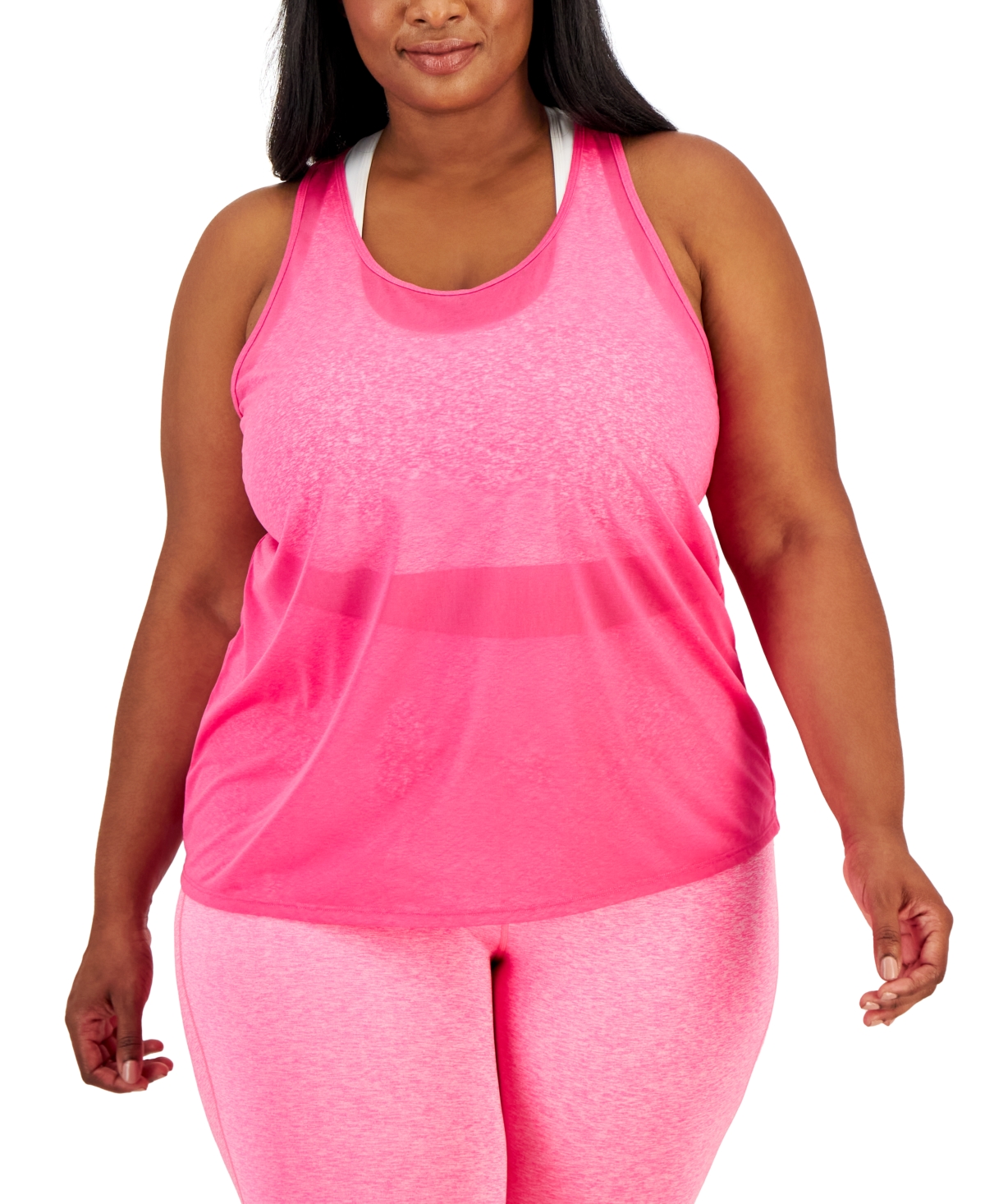 Id Ideology Plus Size Ultra Light Sheer Racerback Tank Top, Created For  Macy's In Pink Shock | ModeSens