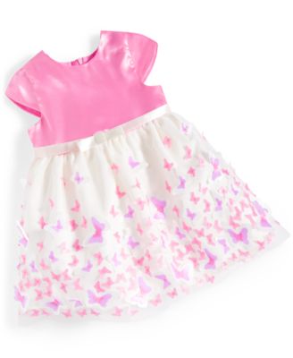 Purple Rose - Baby Girls Satin-Bodice Butterfly Appliqu&eacute;s Dress