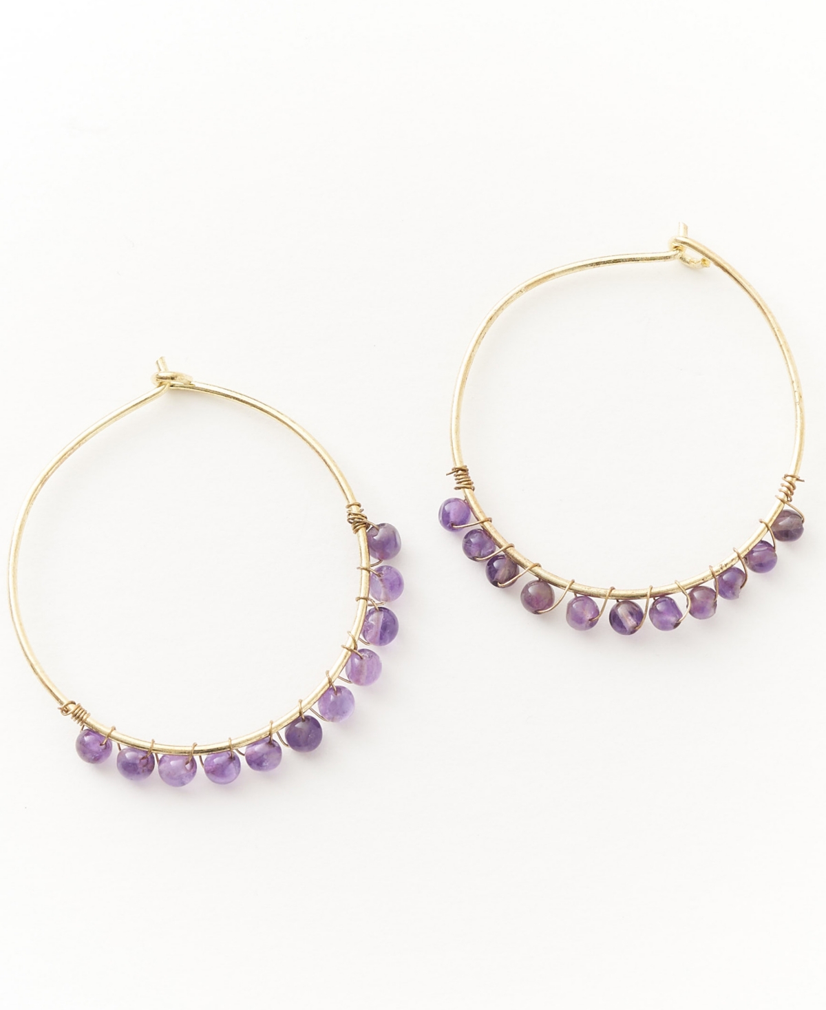 Matr Boomie Gold-tone Fringe Hoop Earrings In Purple