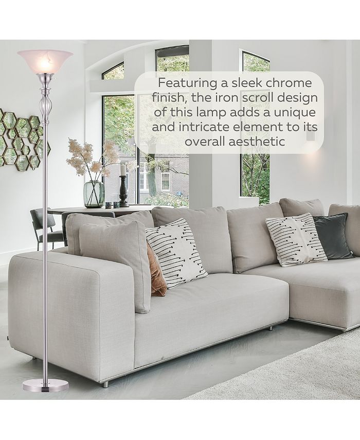 LIGHTACCENTS Traditional Iron Scrollwork Standing Lamp Pole Light With