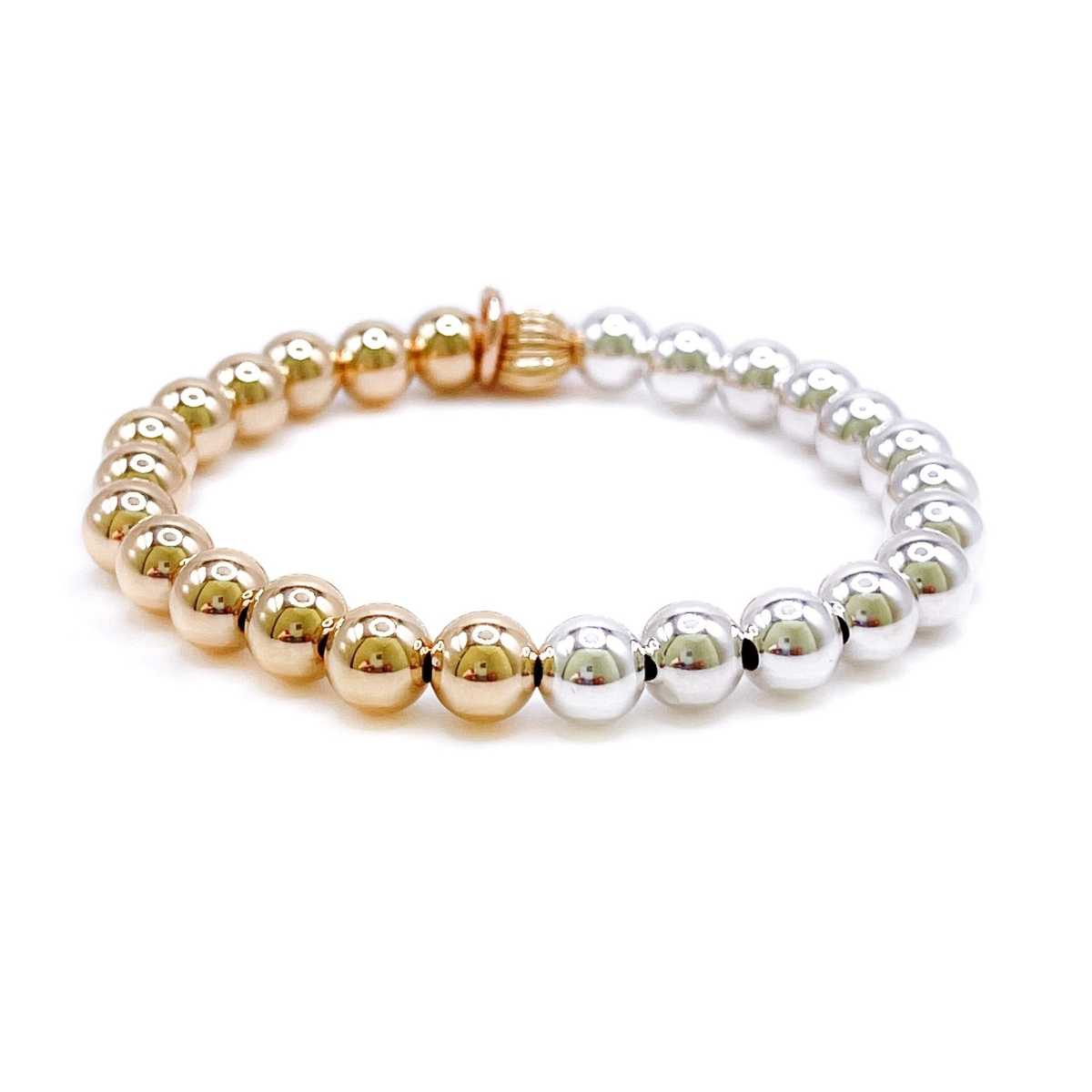 Non-Tarnishing Gold Filled, 7mm Gold Ball and Sterling Silver Bracelet - Gold  silver