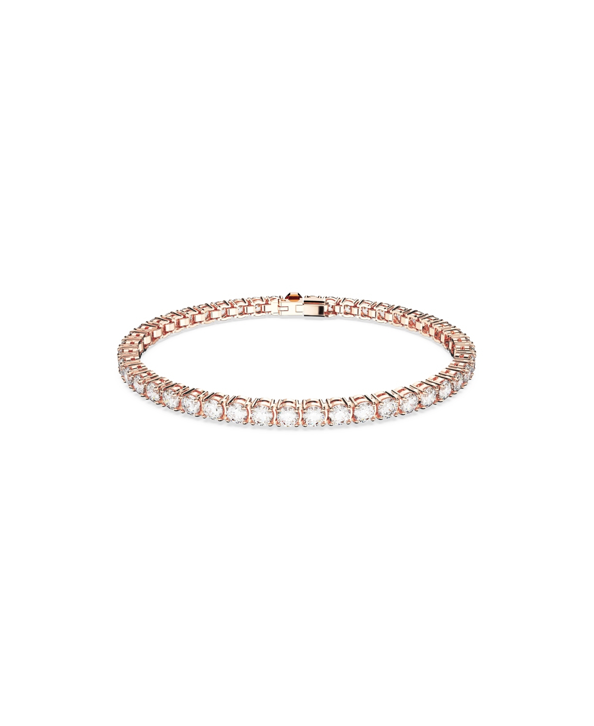 Shop Swarovski Crystal Round Cut Matrix Tennis Bracelet In Rose Gold