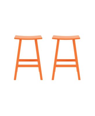 Outdoor Patio Adirondack Bar Height Stool Saddle Seat Chair Set of 2