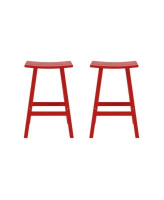 Outdoor Patio Adirondack Bar Height Stool Saddle Seat Chair Set of 2