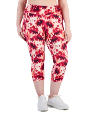 ID Ideology - Plus Size Compression Tie-Dye Side-Pocket Crop Leggings