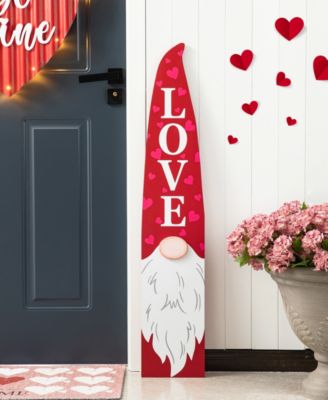42" H Valentine's Wooden Gnome Porch Decor