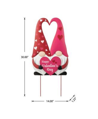30" H Valentine's Metal Gnome Couple Yard Stake Knock-Down Three Function