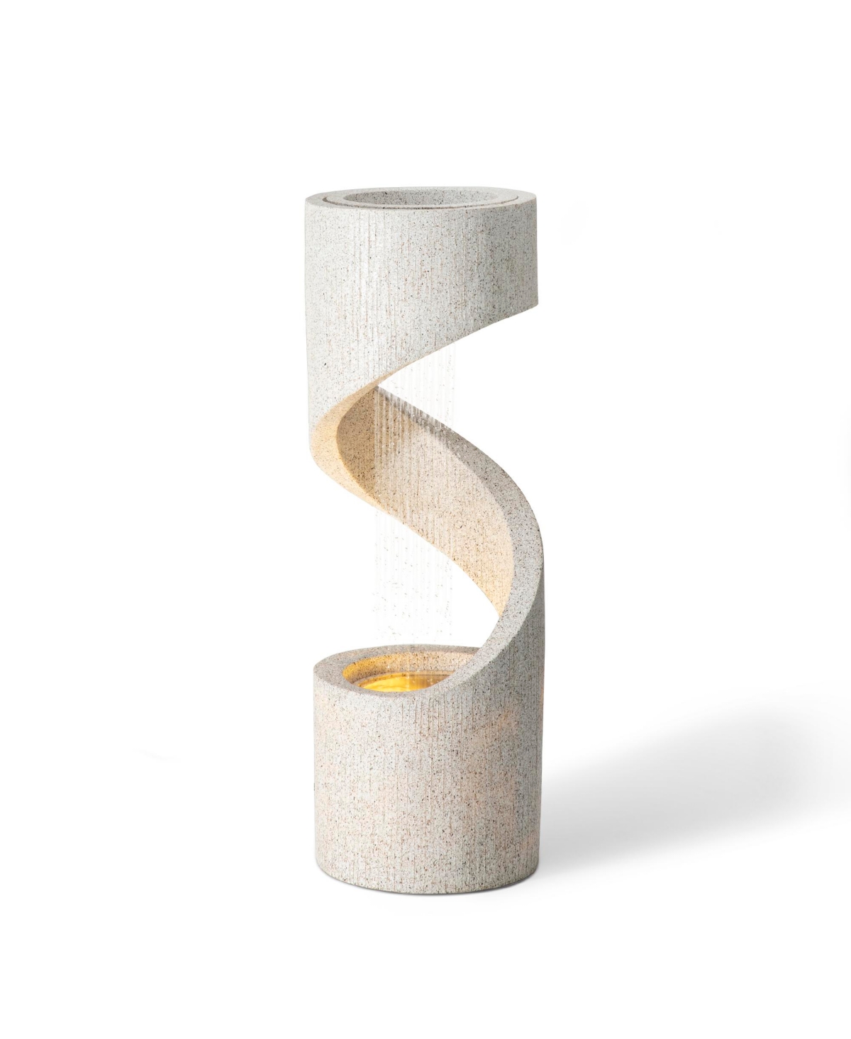 Glitzhome 40.25" H Mid Century Modern Oversized Faux Terrazzo Spiral Shaped Polyresin Outdoor Fountain With Pu In White