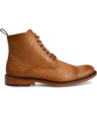 Men's Paris Floral Embossed Leather Dress Boots