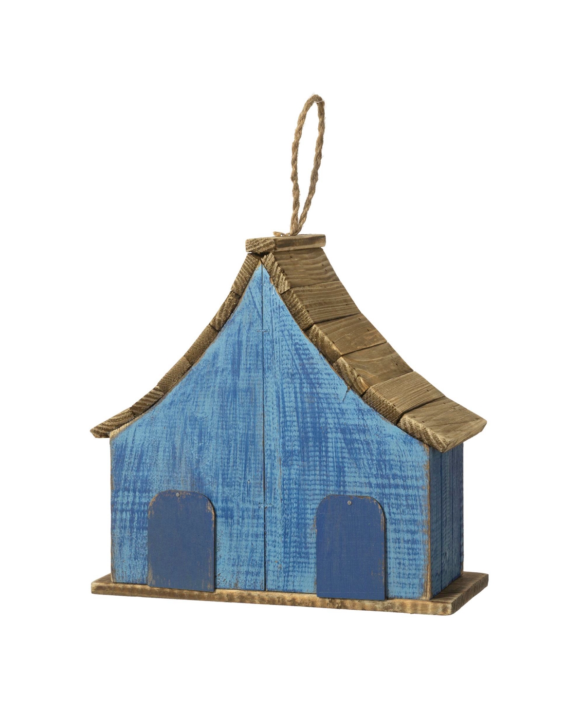 Glitzhome 10.5'' H Distressed Solid Wood Birdhouse with 3D Flowers