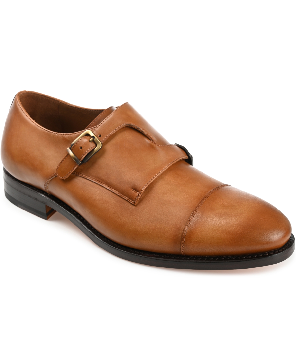Men's Prince Genuine Leather Double Monk Strap Dress Shoes - Coffee