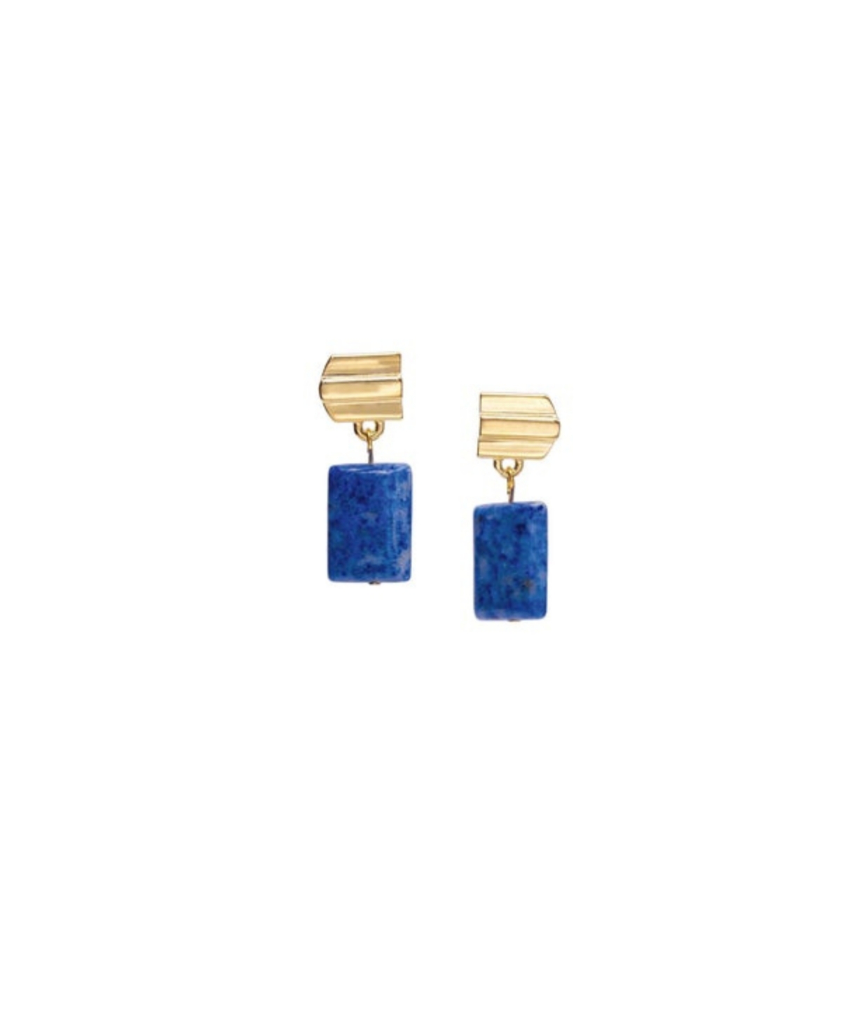 Layered Dome + Denim Lapis Earrings - Medium Blue