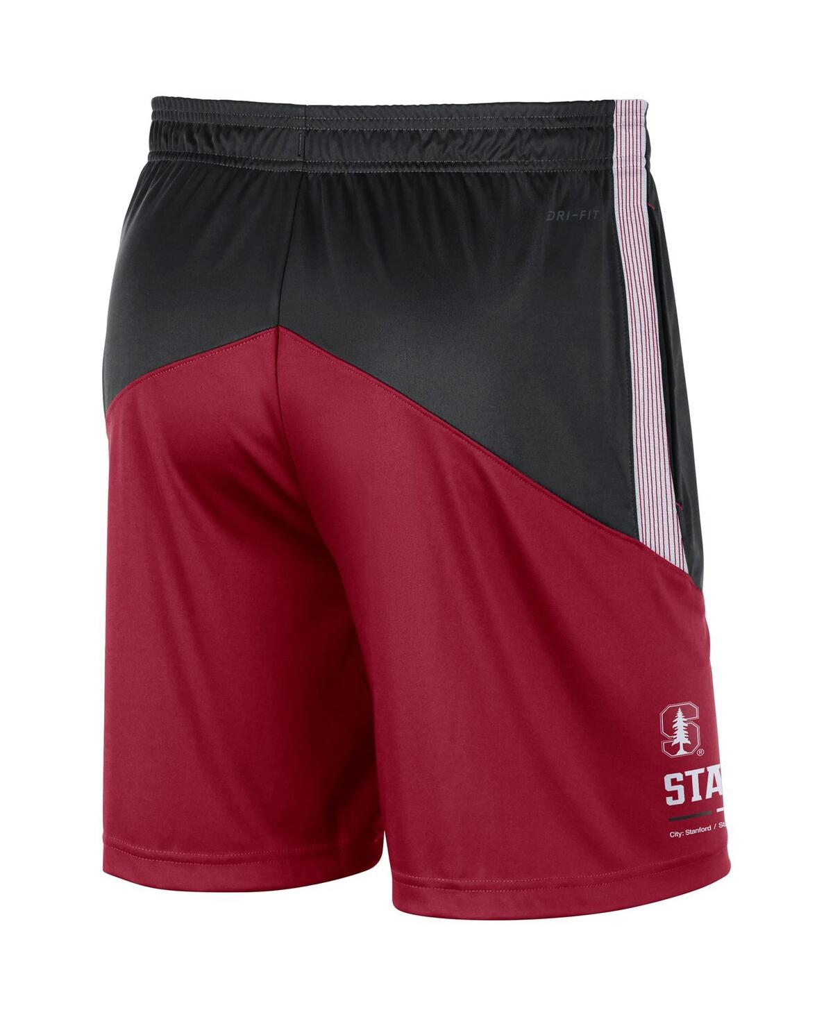 Shop Nike Men's  Black, Cardinal Stanford Cardinal Team Performance Knit Shorts In Black,cardinal