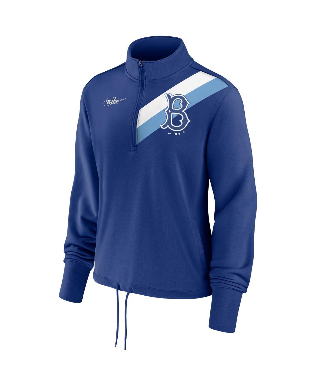 Nike Royal Brooklyn Dodgers Cooperstown Collection Rewind Stripe Performance Half-zip Pullover In Royal