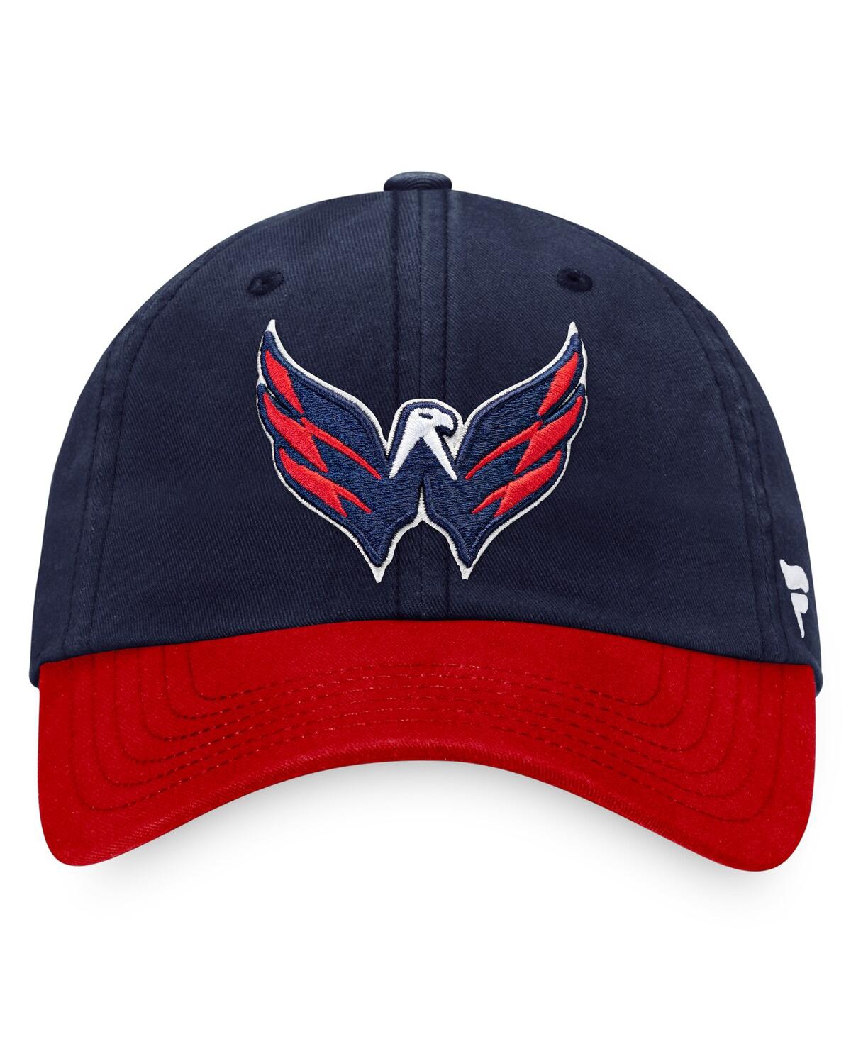 Shop Fanatics Men's  Navy, Red Washington Capitals Core Primary Logo Adjustable Hat In Navy,red