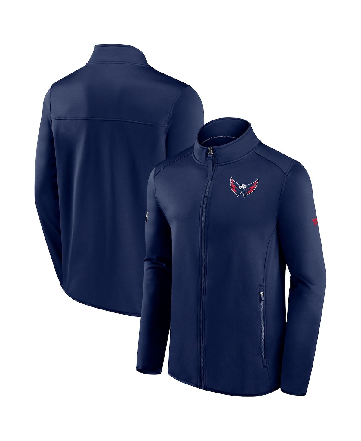 Shop Fanatics Men's  Navy Washington Capitals Authentic Pro Rink Fleece Full-zip Jacket