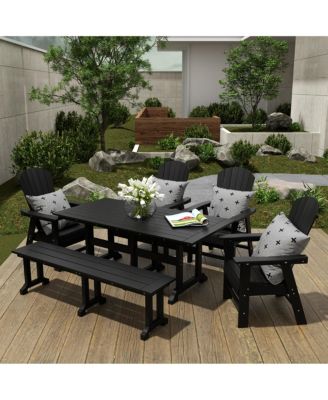 6 Piece Outdoor Patio Dining Table and Armchair Dining Bench Set
