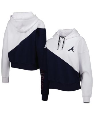 Women's Navy, White Atlanta Braves Bobbi Colorblock Pullover Hoodie