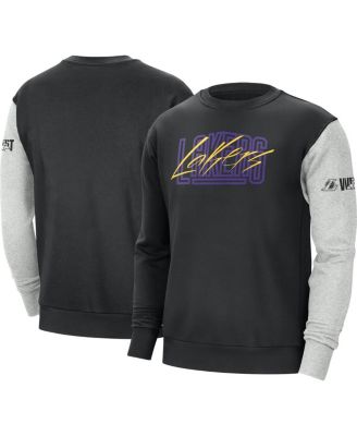 Men's Black, Heather Gray Los Angeles Lakers Courtside Versus Force & Flight Pullover Sweatshirt