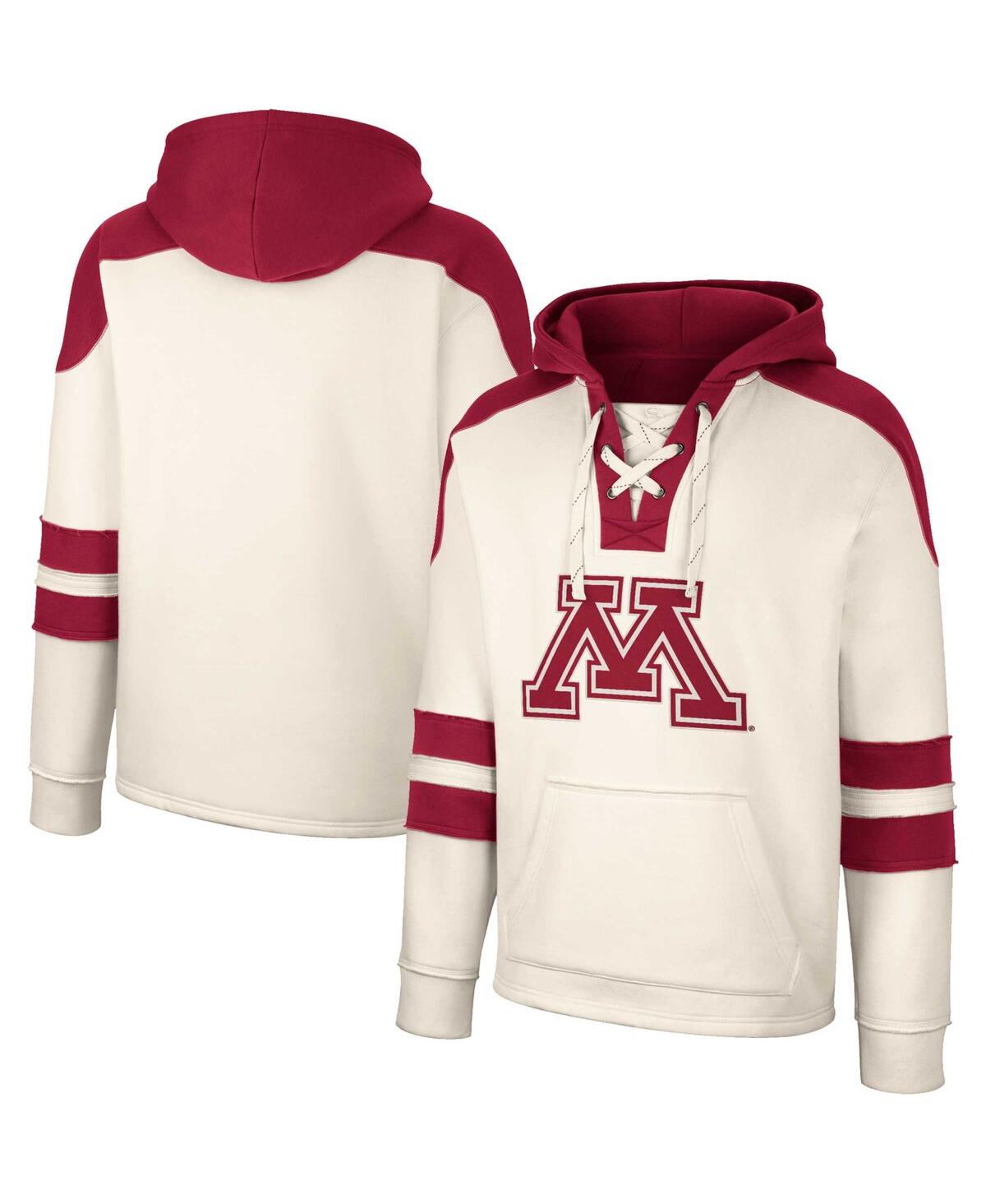Colosseum Men's  Cream Minnesota Golden Gophers Lace-up 4.0 Vintage-like Pullover Hoodie