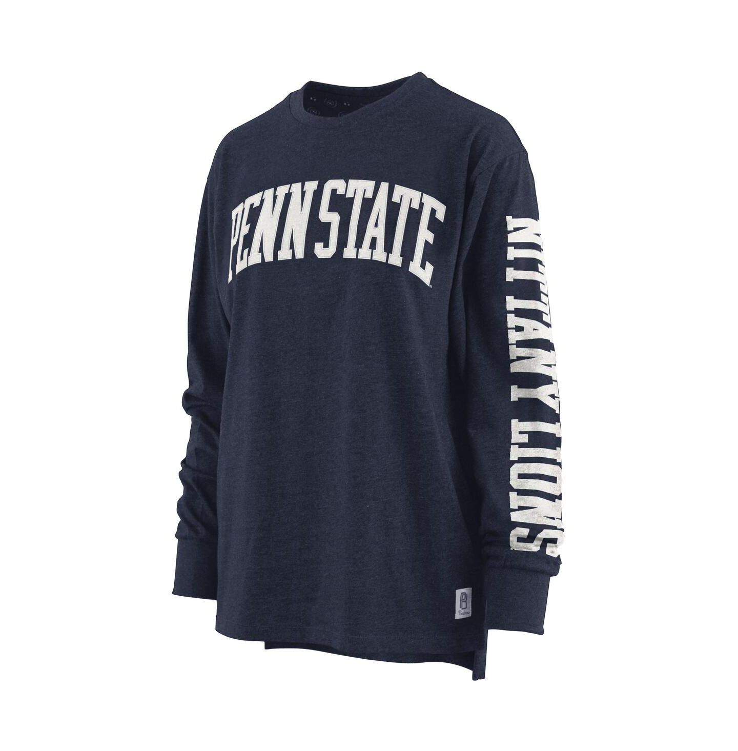 Женская футболка Pressbox Heathered Navy Penn State Nittany Lions Two-Hit Canyon Long Sleeve — фото 3