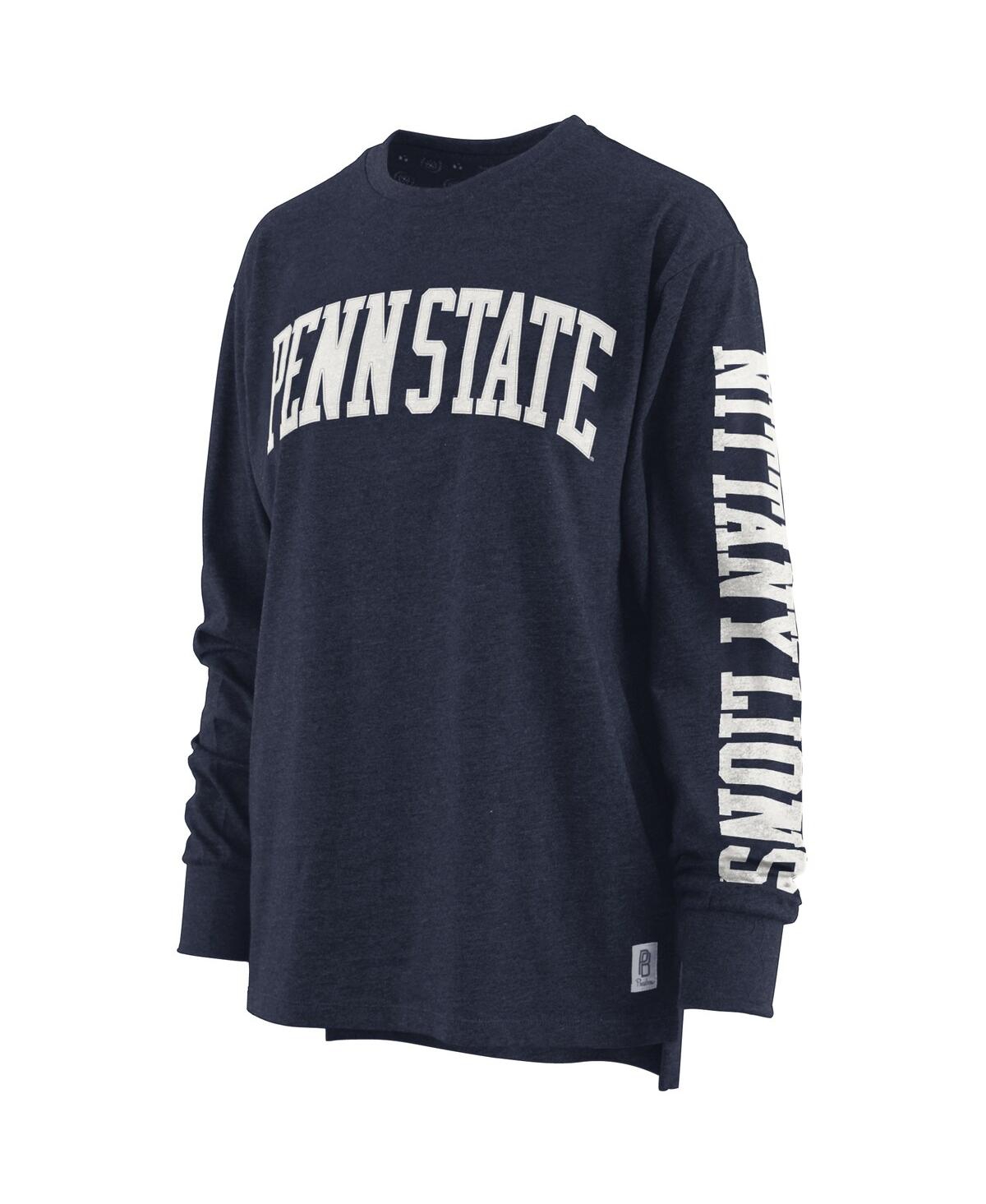 Women's PressboxPenn State Nittany Lions Two-Hit Canyon Long Sleeve T-shirt - Heathered Navy