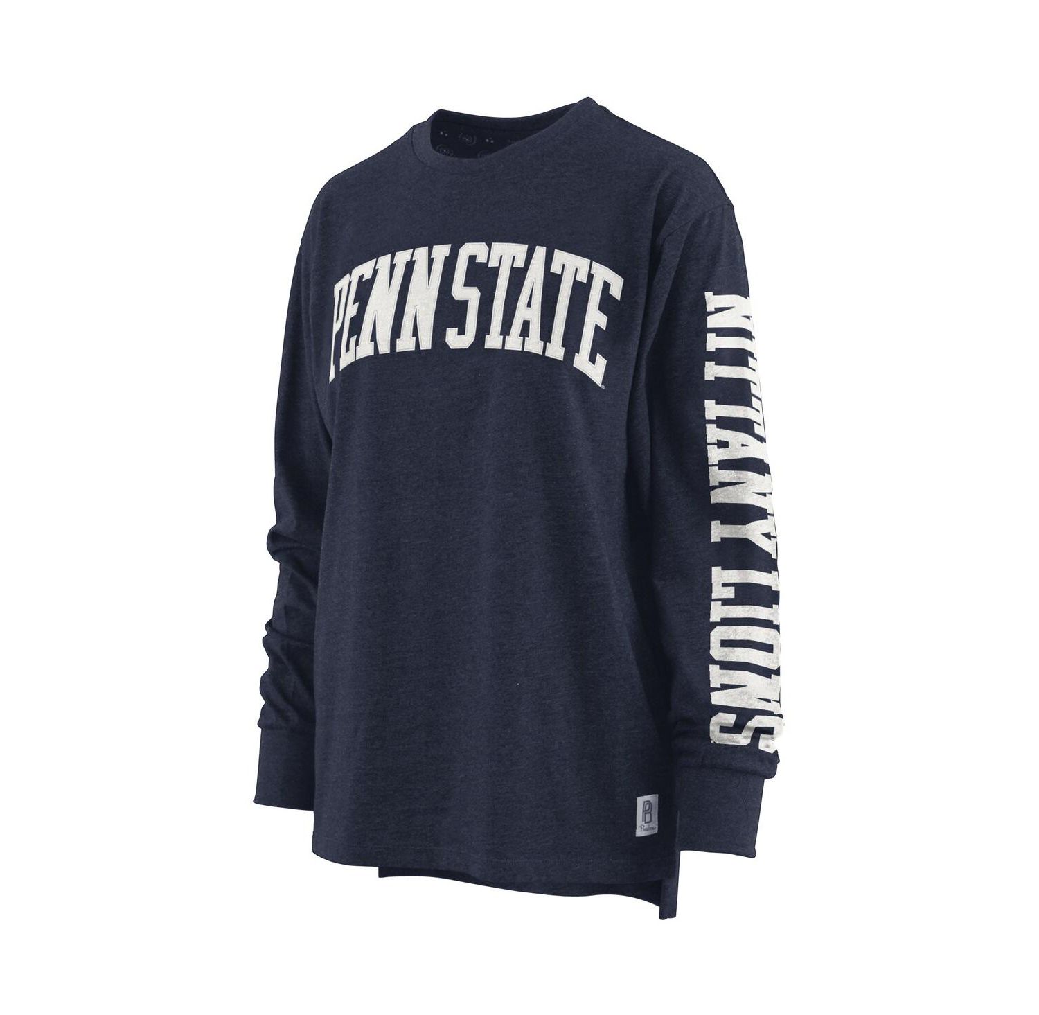 Women's Heathered Navy Penn State Nittany Lions Two-Hit Canyon Long Sleeve T-shirt