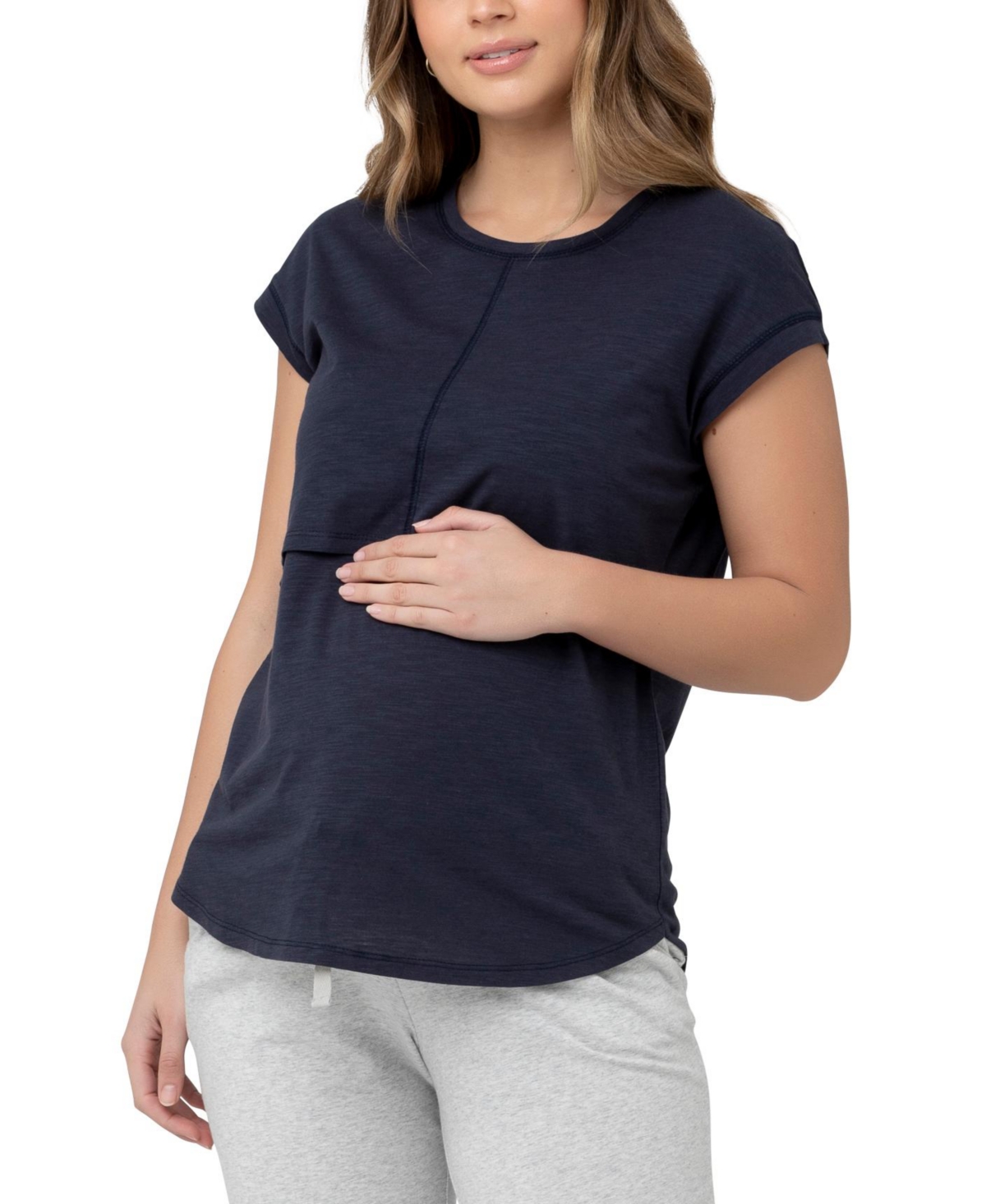 Maternity Richie Nursing Lift Up Tee - Indigo