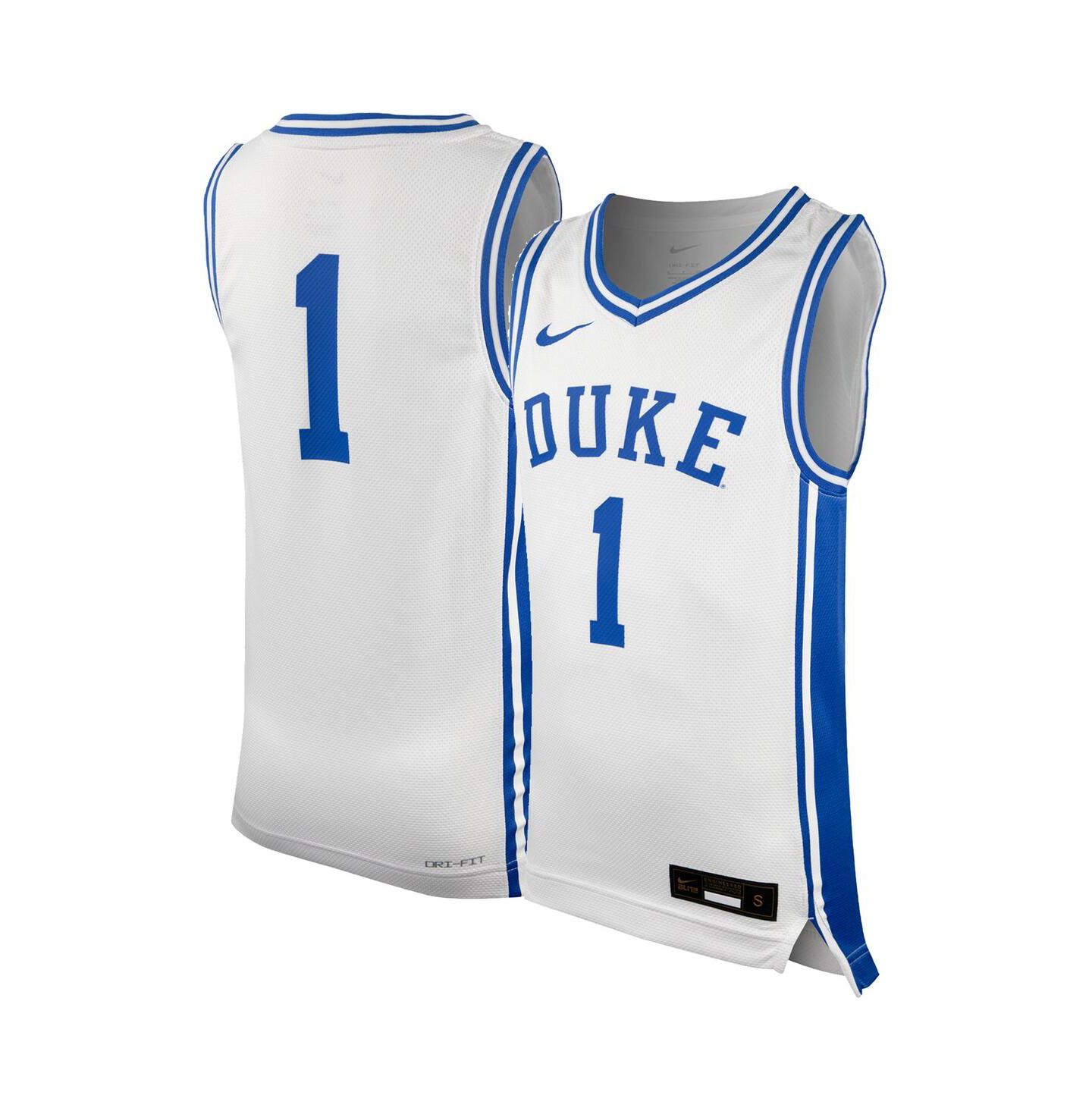 Топ Nike #1 White Duke Blue Devils Icon Replica Basketball Jersey для мальчиков — фото 4