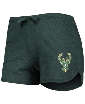 Women's Heather Black, Heather Hunter Green Milwaukee Bucks Team Raglan Long Sleeve T-shirt and Shorts Sleep Set
