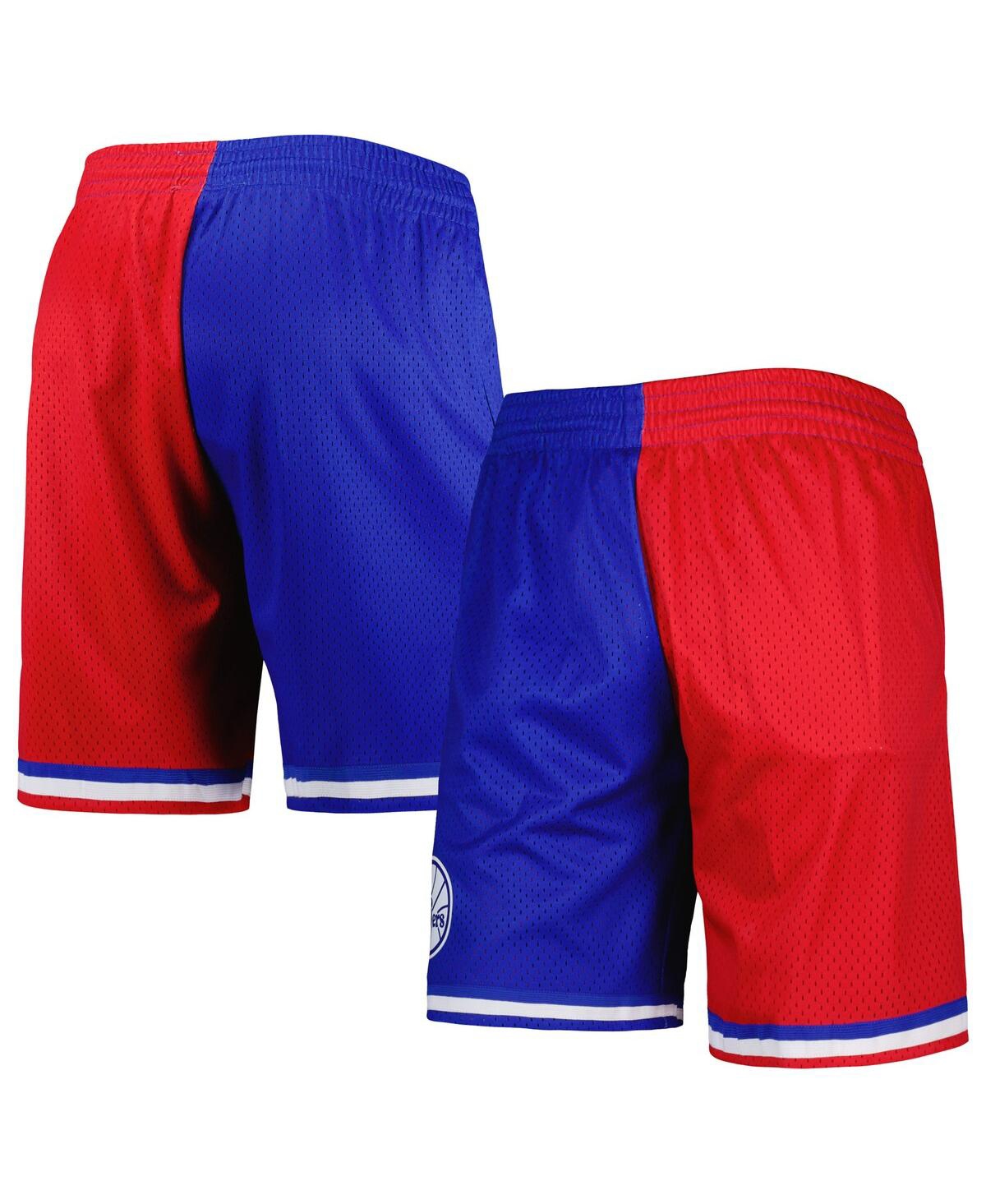 Men's Mitchell & Ness Red Philadelphia 76ers Hardwood Classics 1982 Split Swingman Shorts - Red
