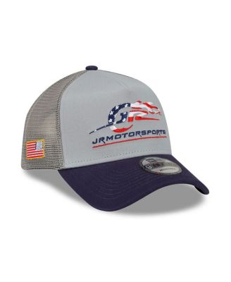 Men's Gray, Navy JR Motorsports 9FORTY A-Frame Trucker Snapback Adjustable Hat