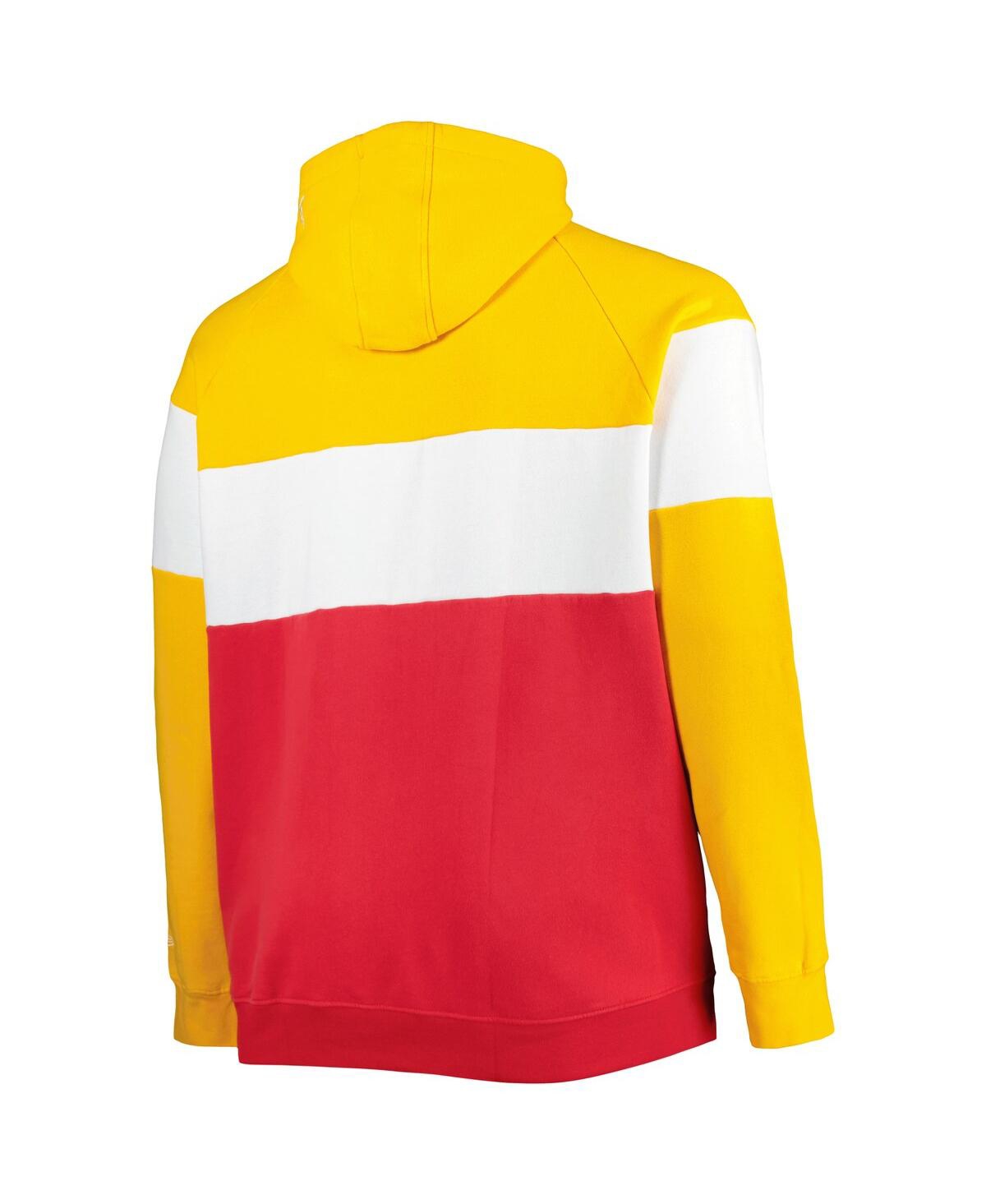 Men's New Era Gold Kansas City Chiefs Big and Tall Current Colorblock Raglan Fleece Pullover Hoodie - Gold