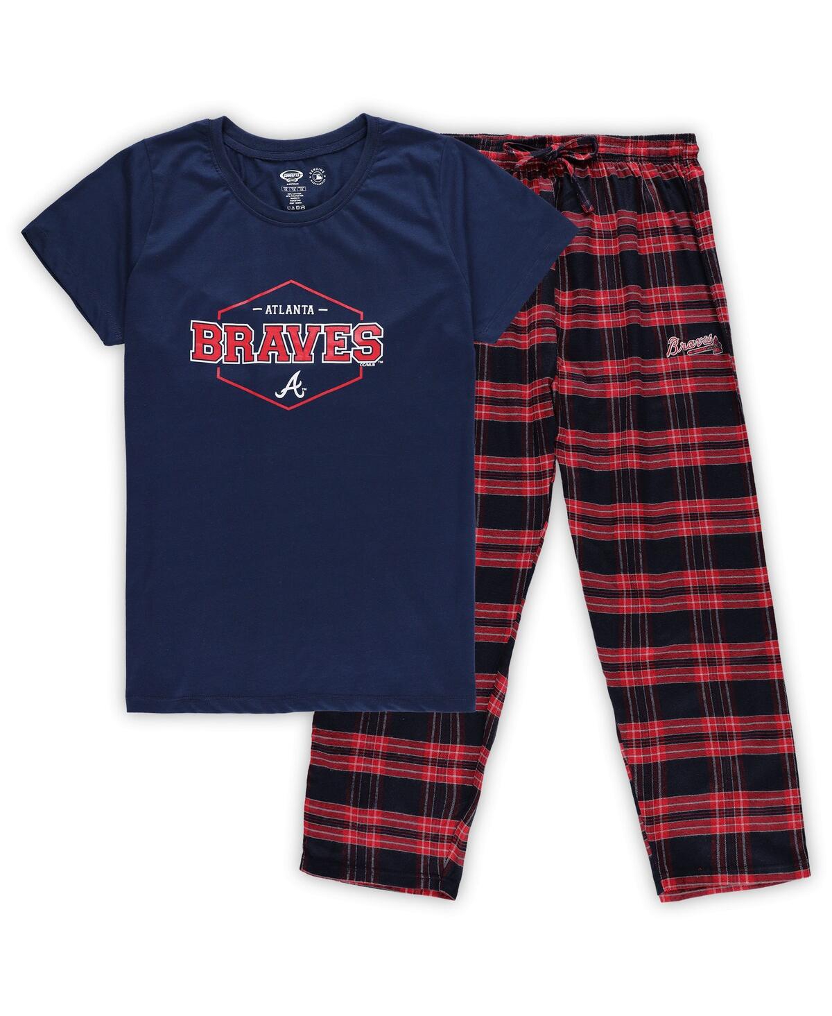 Women's Concepts Sport Red Atlanta Braves Plus Size Badge Sleep Set - Red