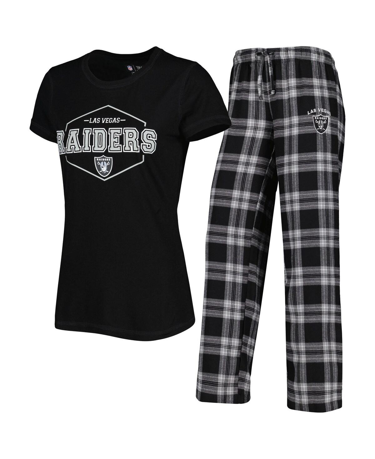 Women's Concepts Sport Gray Las Vegas Raiders Plus Size Badge T-shirt and Pants Sleep Set - Gray