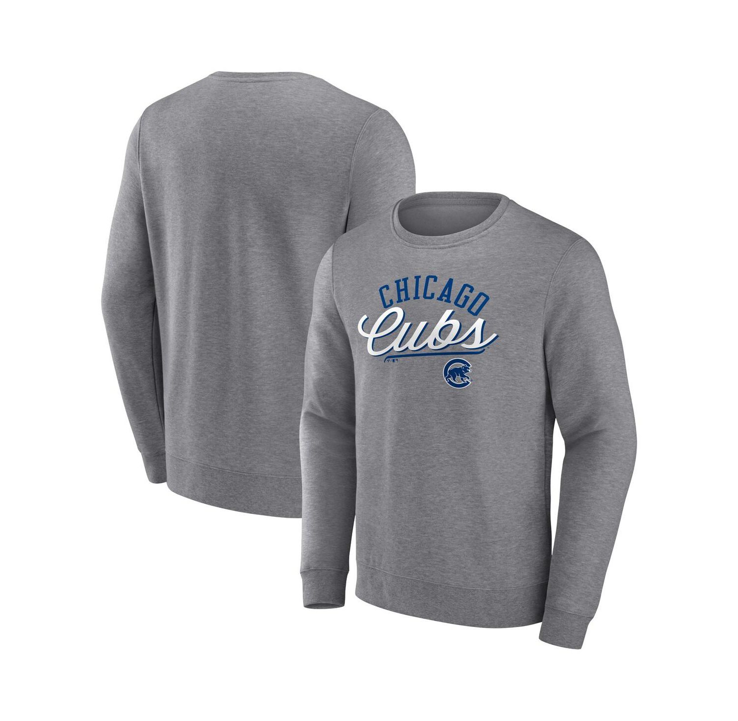 Men's Heather Gray Chicago Cubs Simplicity Pullover Sweatshirt