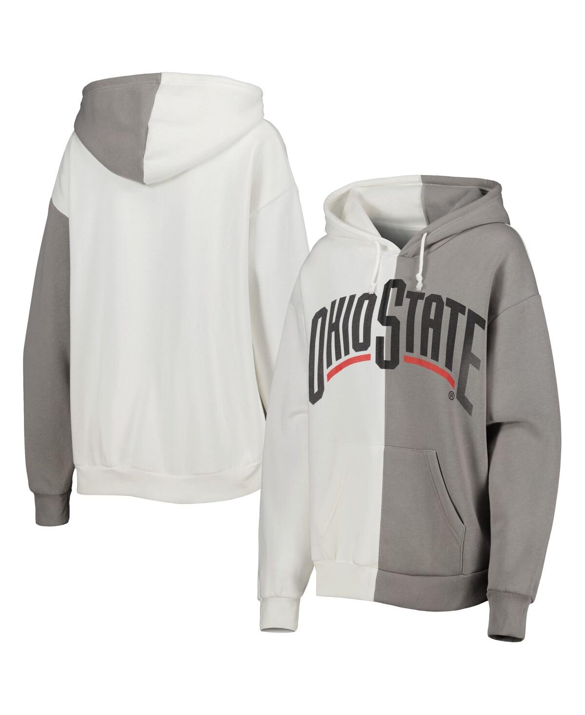 Women's Gameday Couture White Ohio State Buckeyes Split Pullover Hoodie - White