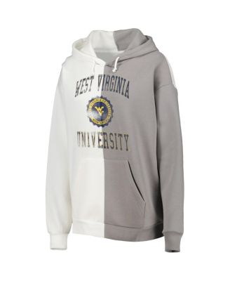 Women's Gray, White West Virginia Mountaineers Split Pullover Hoodie