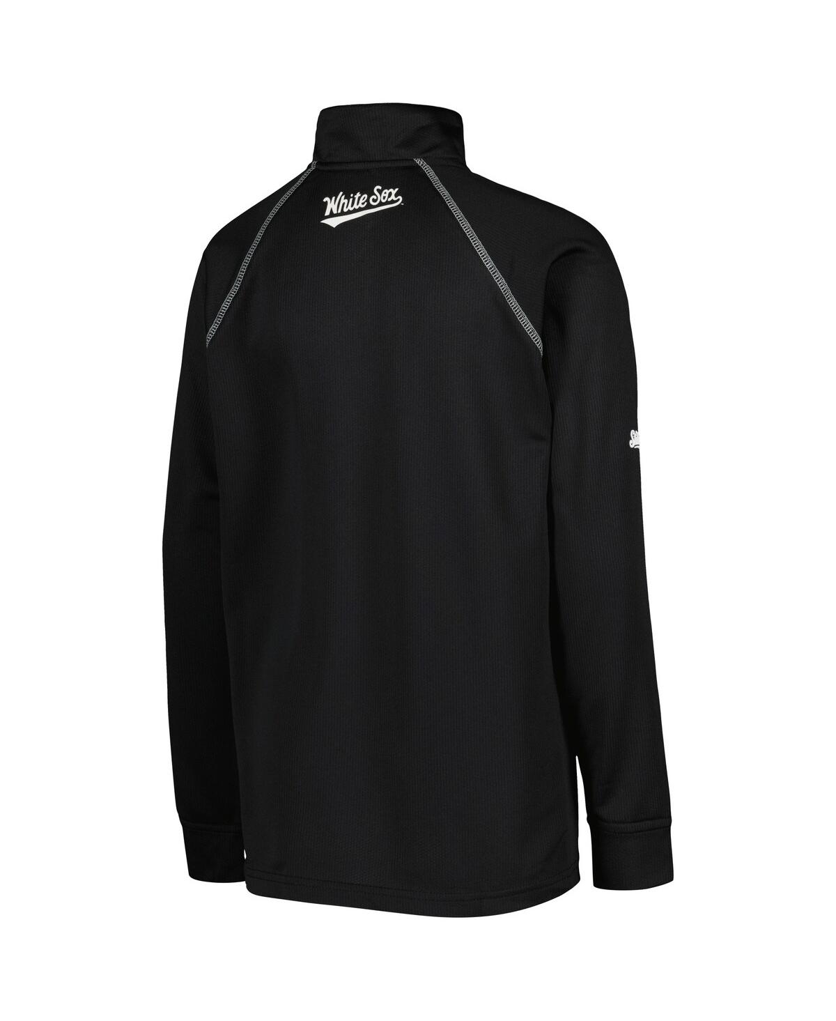 Youth Boys StitchesChicago White Sox Team Raglan Quarter-Zip Jacket - Black