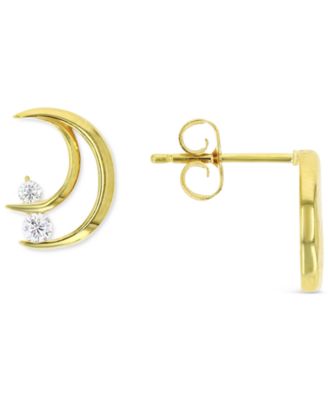 Macy's - Cubic Zirconia Hoop Earrings in Sterling Silver or 14k Gold over Sterling Silver, 1/2"