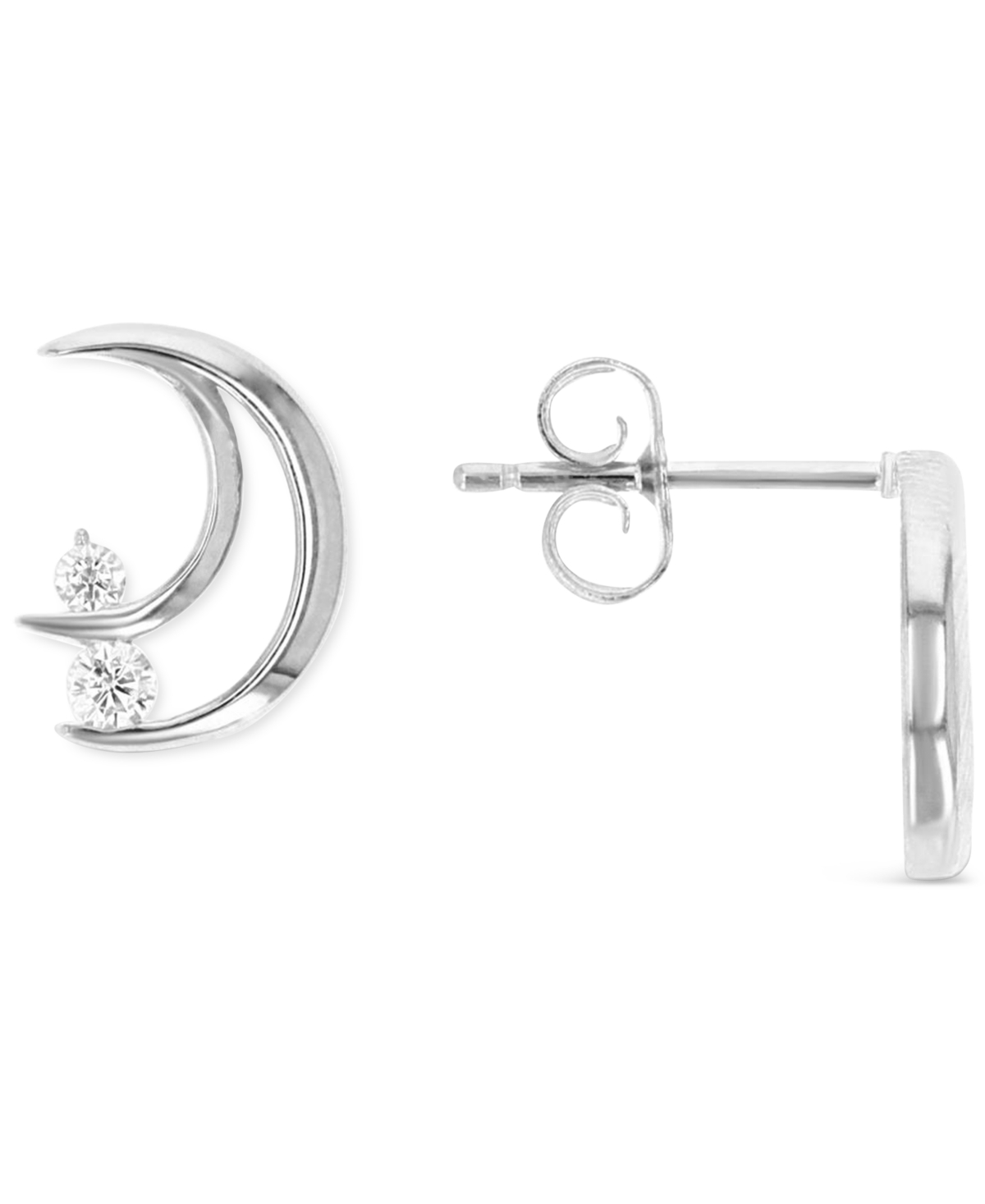 Macy's Cubic Zirconia Hoop Earrings In Sterling Silver Or 14k Gold Over Sterling Silver, 1/2"