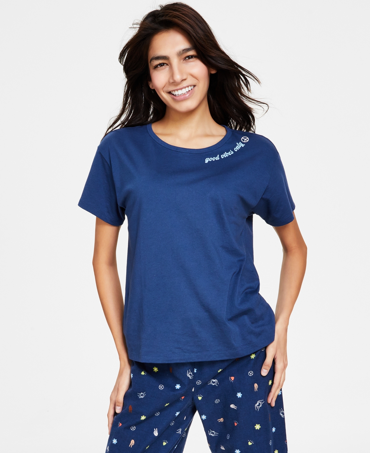 Jenni Women's Short-Sleeve Graphic-Print Sleep Tee, Created for Macy's