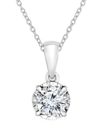 Macy's - Diamond Solitaire 18" Pendant Necklace (5/8 ct. t.w.) in 14k White Gold