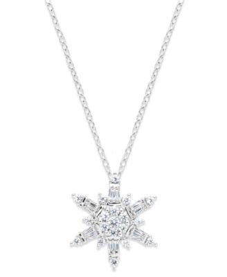 diamond snowflake necklace in 14k white gold